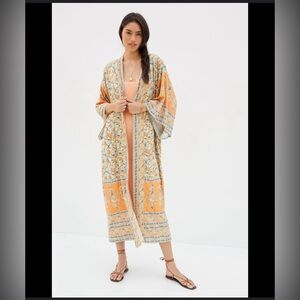Anthropologie Mosaic Duster Kimono- coral